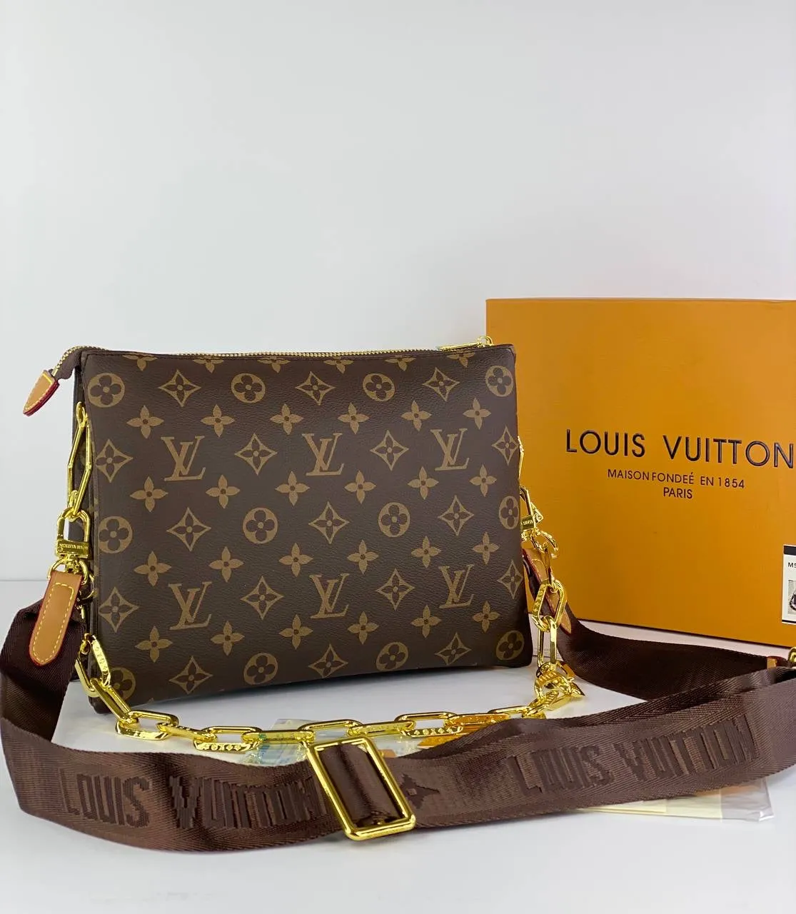 Louis Vuitton Monogram Pouch with Bold Chain Strap