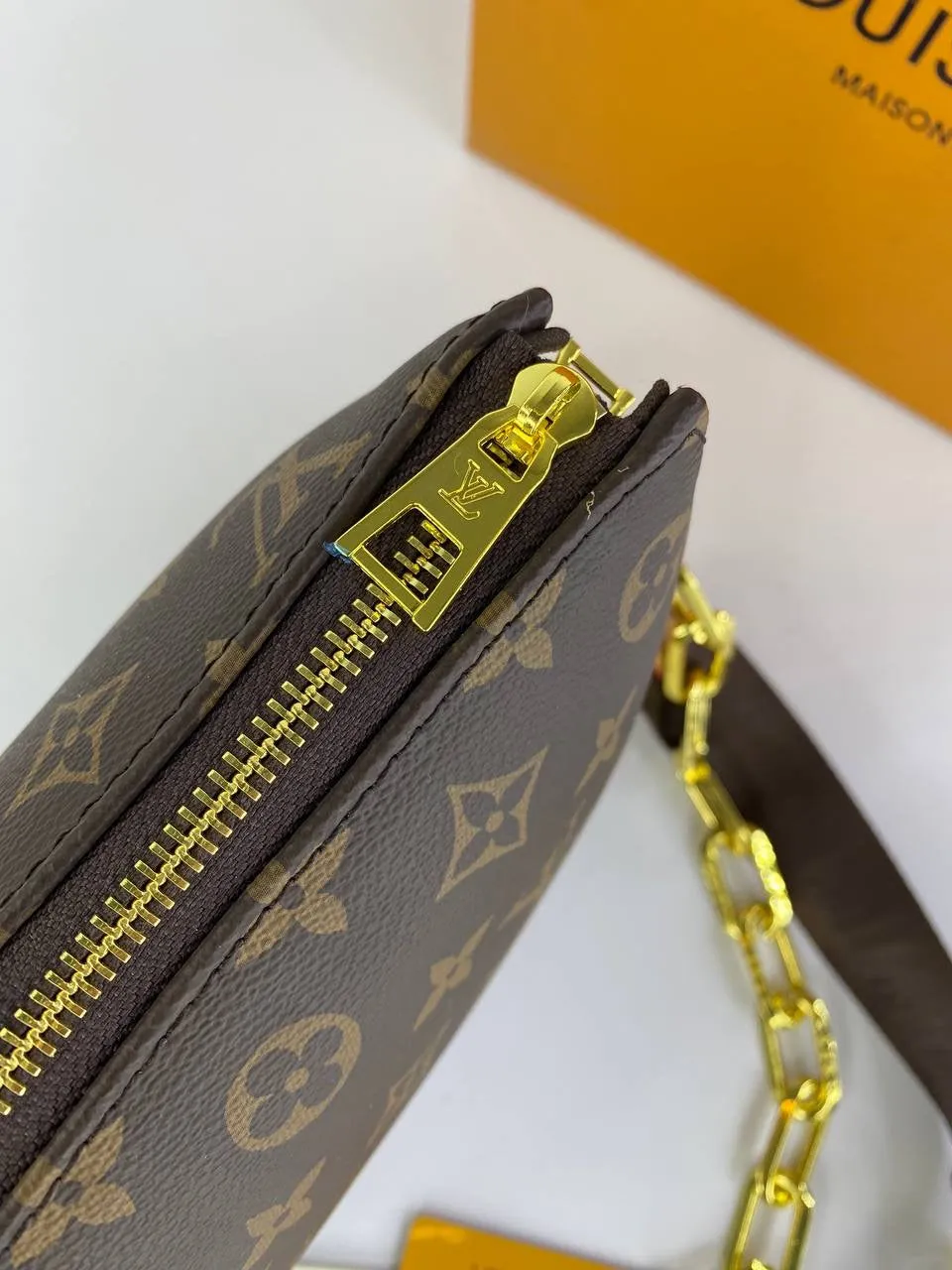 Louis Vuitton Monogram Pouch with Bold Chain Strap