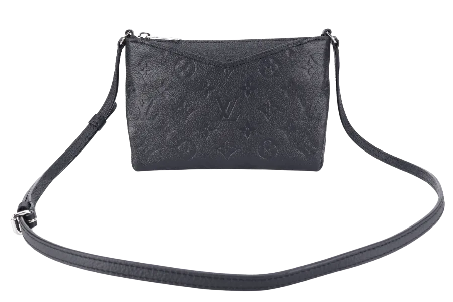 LOUIS VUITTON PALLAS CLUTCH BB (R98570) BLACK MONOGRAM EMPREINTE SILVER HARDWARE NO DUST COVER