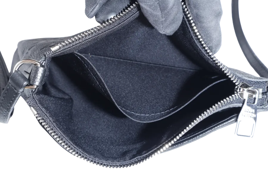 LOUIS VUITTON PALLAS CLUTCH BB (R98570) BLACK MONOGRAM EMPREINTE SILVER HARDWARE NO DUST COVER