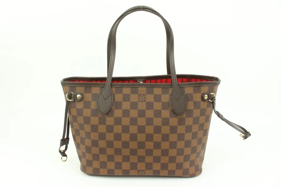 Louis Vuitton Small Damier Ebene Neverfull PM Tote Bag 44lk82