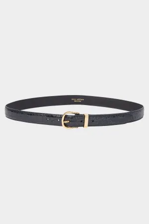 Louise Croc Embossed Leather Belt in Black