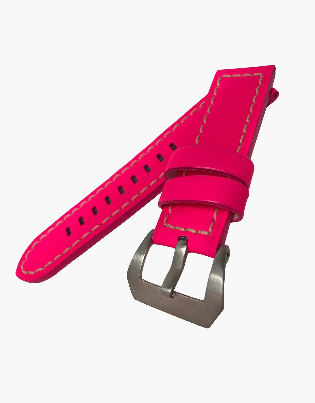LUX Italian Calf Leather Calypso Pink Fluorescence Watch Strap