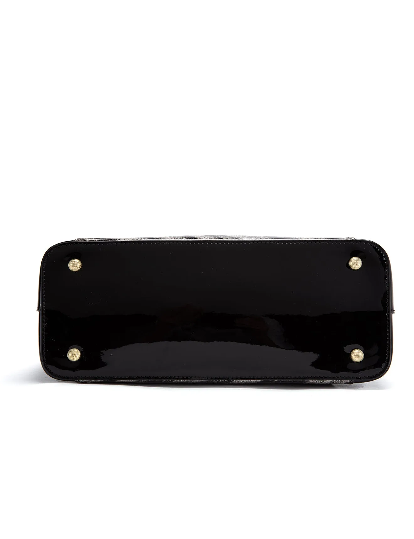 LYRA VEGAN PATENT BAG- XB-2413-SIL/BLK