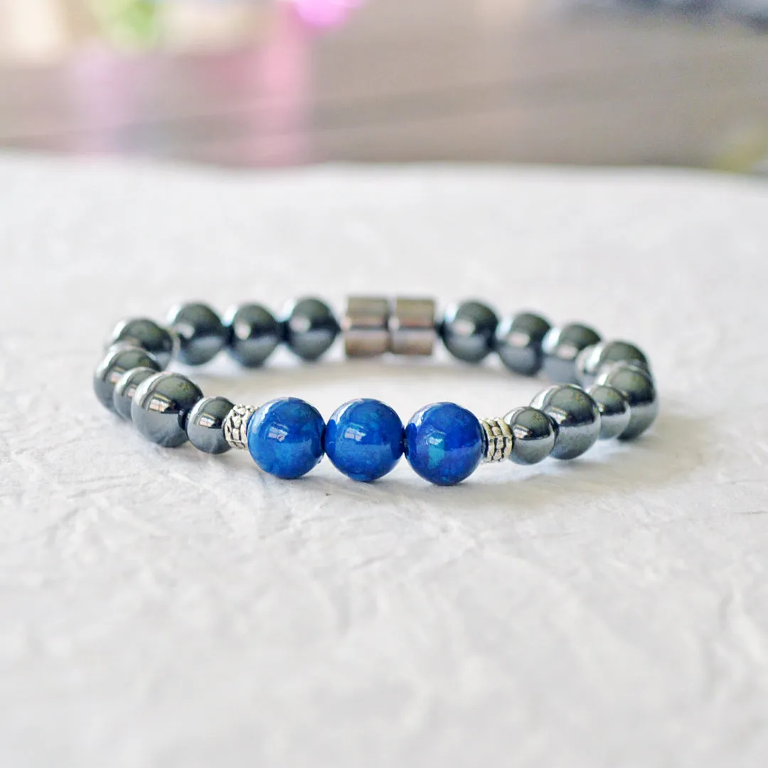 Magnetic Hematite & Riverstone Pain Relief Bracelet