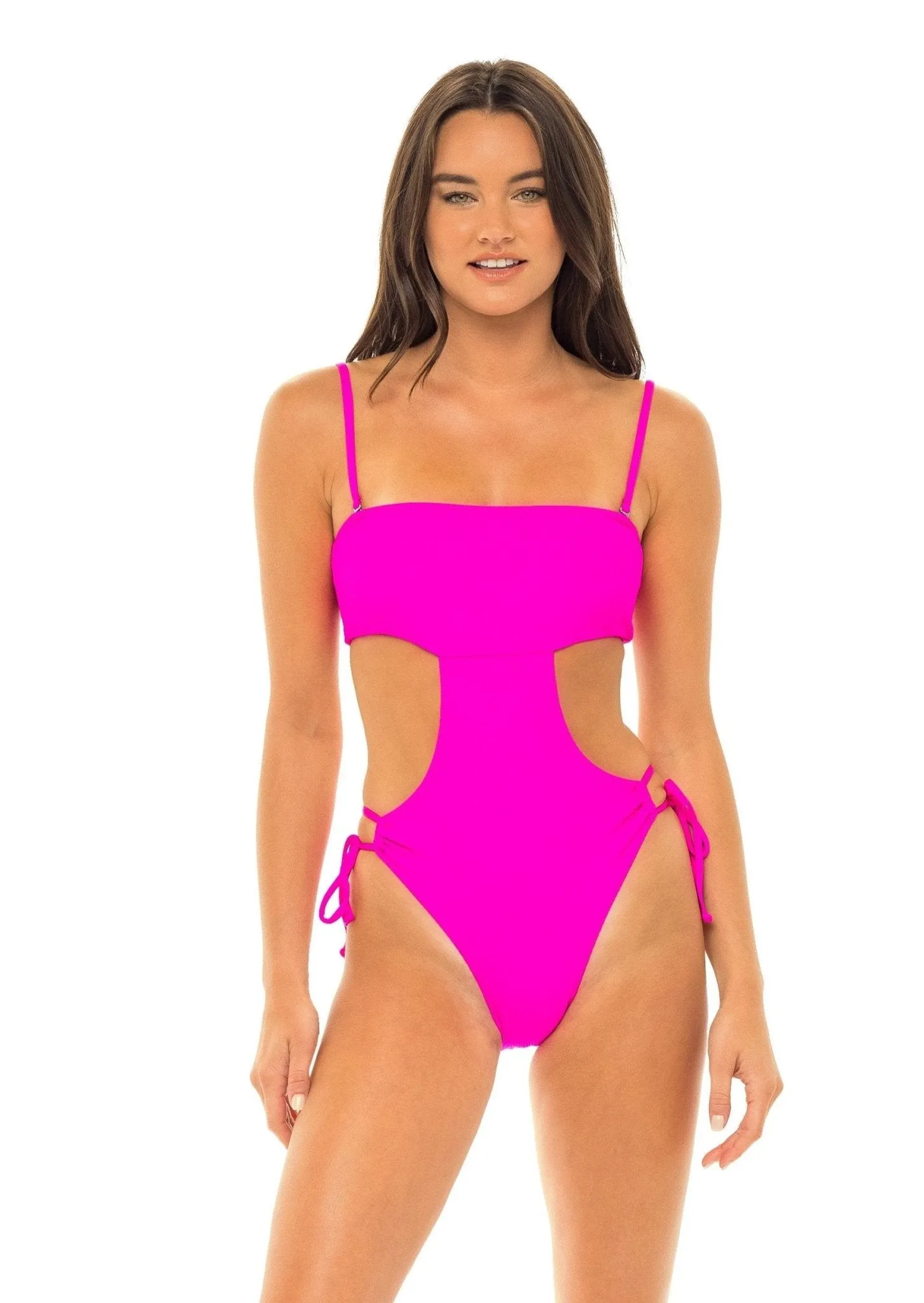 Maldives Bandeau Cut Out One Piece Swimsuit - Passion Pink
