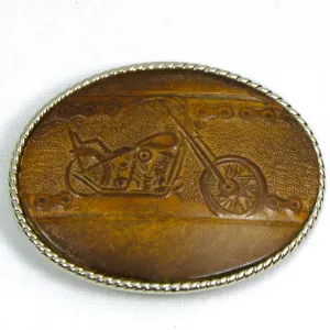 MB-035  Embossed Leather Buckle- Motorcycle