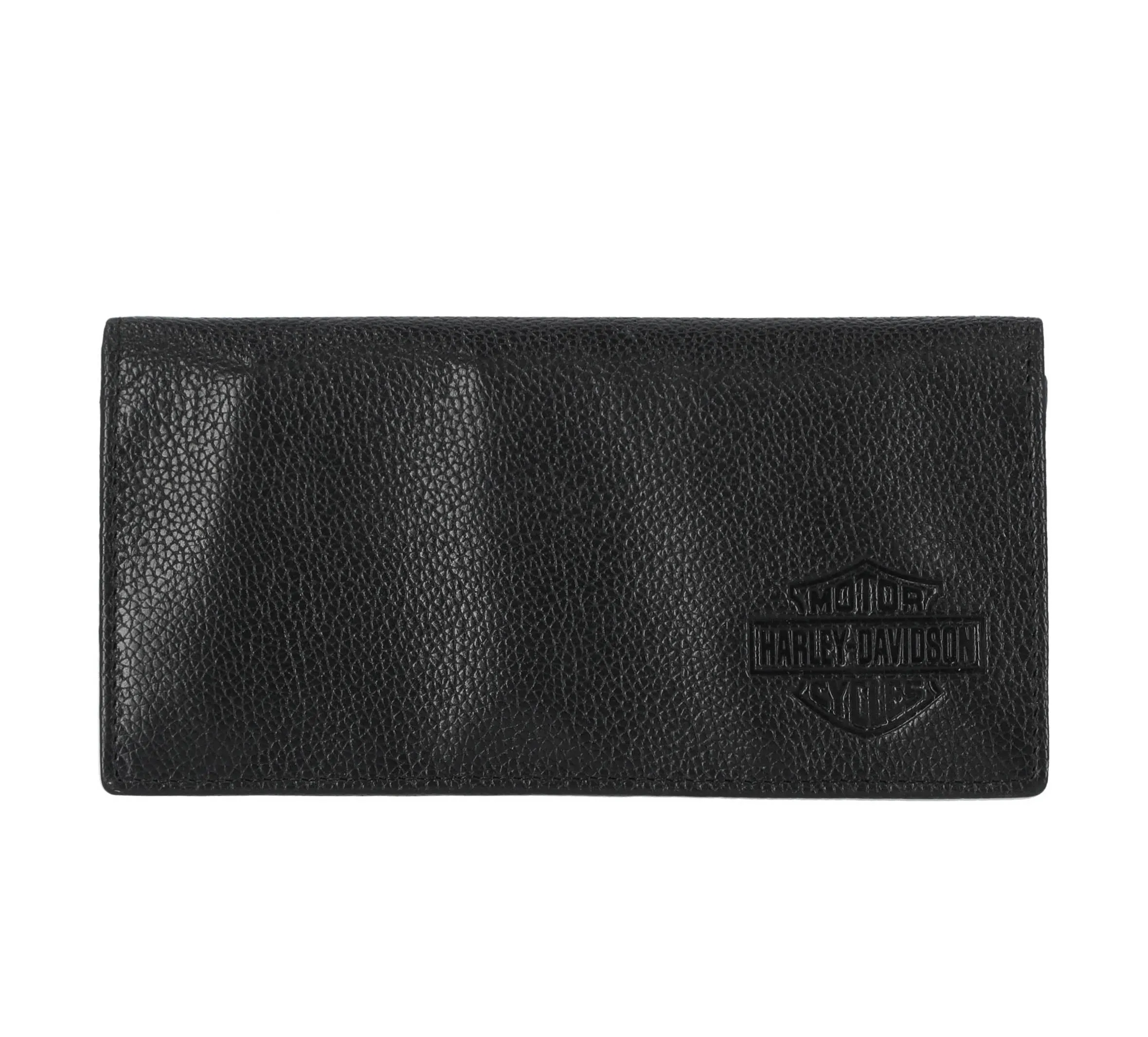 Men's Classic Leather Long Black Wallet - Black