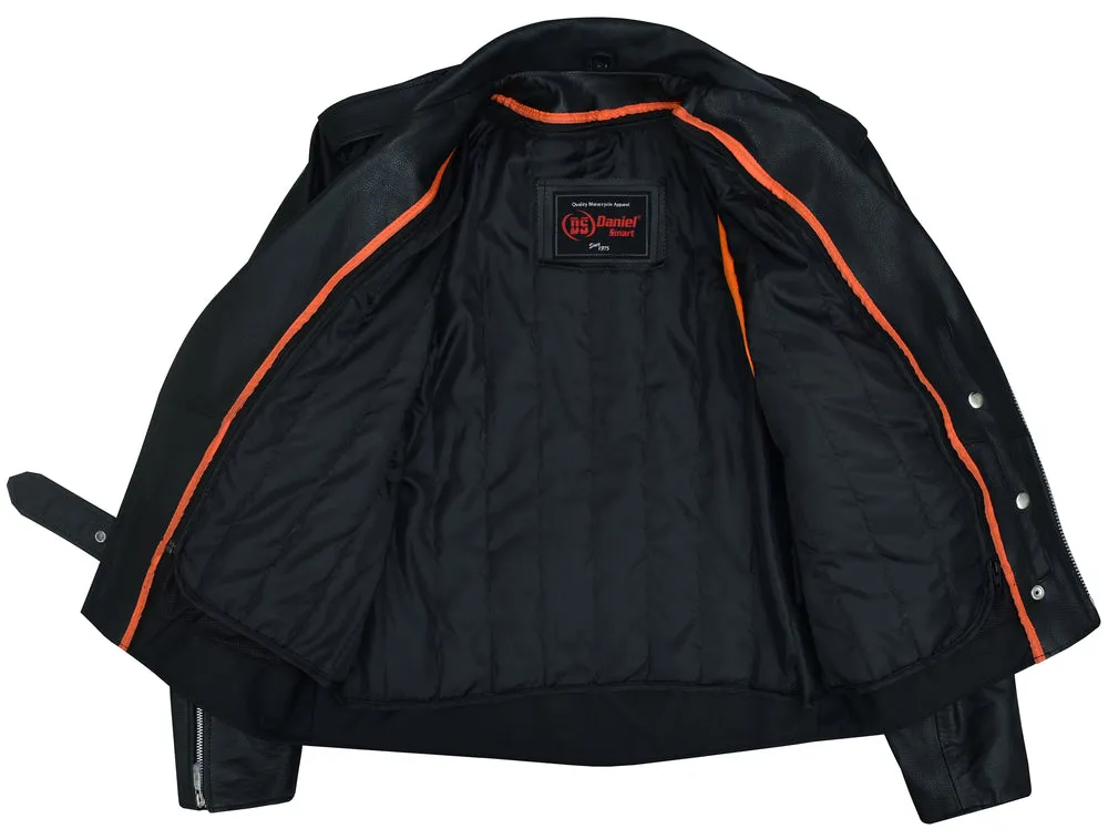 Men's Eagle Embossed Leather Jacket - Live to Ride, Ride to Live, Black