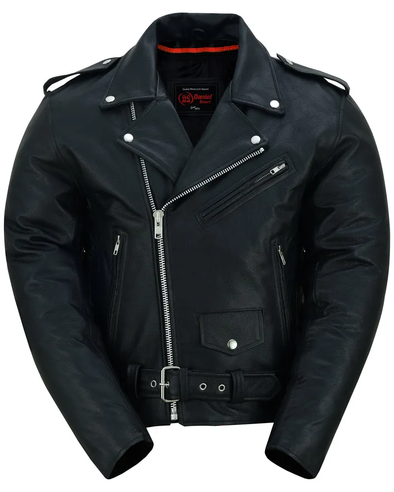 Men's Eagle Embossed Leather Jacket - Live to Ride, Ride to Live, Black