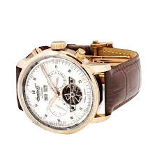 Men's Okies Stainless Steel Automatic Watch with Brown Genuine Leather Band