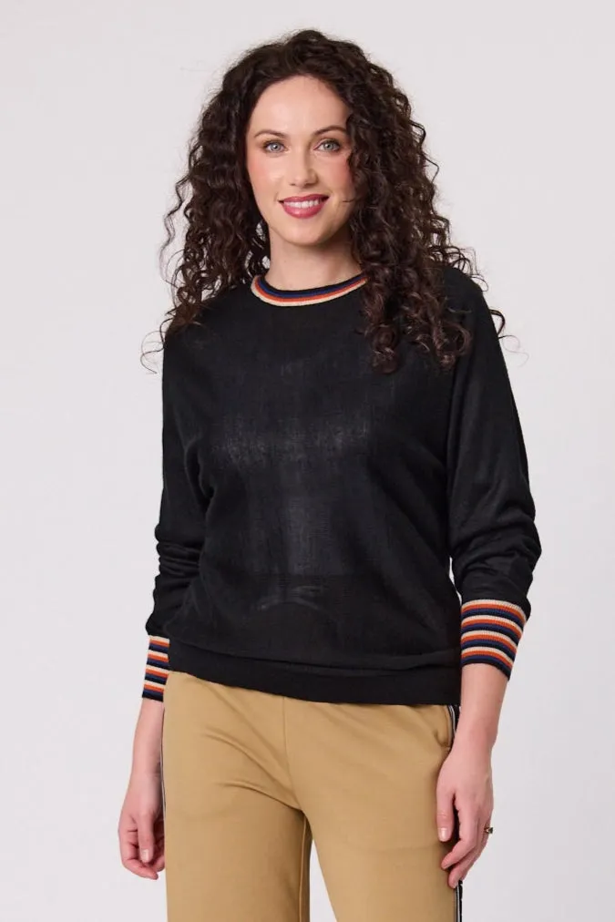 Merino Blend Stripe Trim Jumper