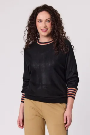 Merino Blend Stripe Trim Jumper