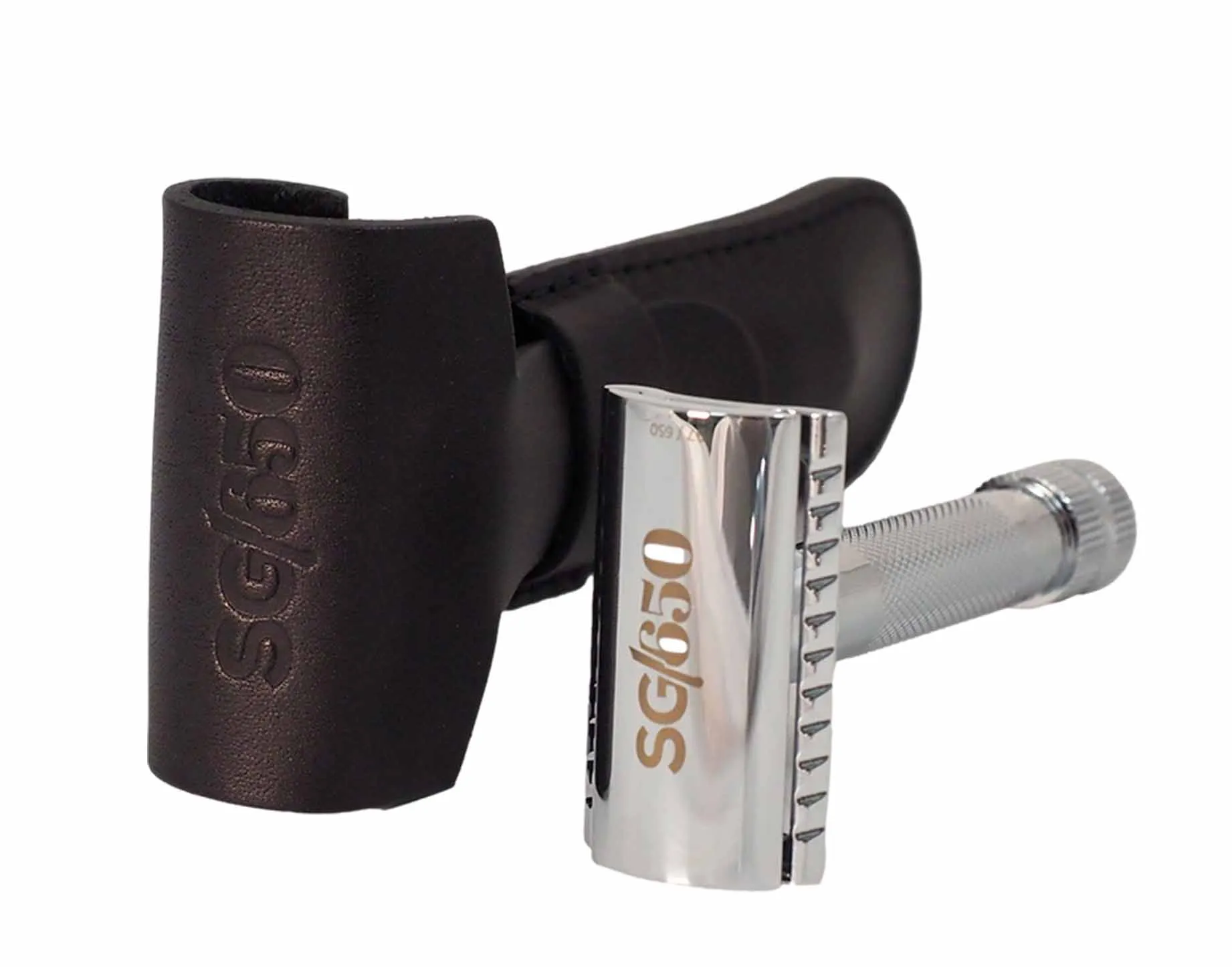 Merkur DE Razor 34C Limited Edition 650 Years, set including leather sleeve, 10ct blades, in a gift box.