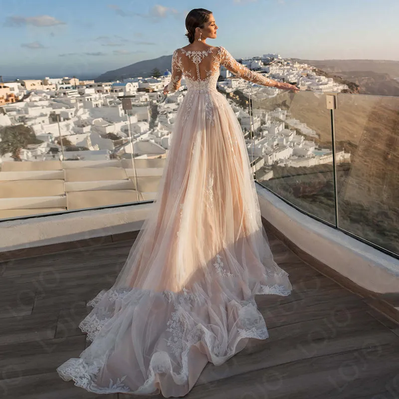 Mermaid Wedding Dresses Button Detachable Train Lace
