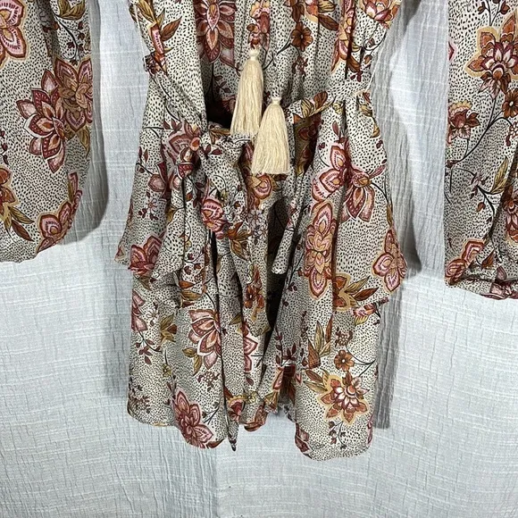 Minkpink Alcha Ruffle Floral Long Sleeve Mini Dress extra small NWT