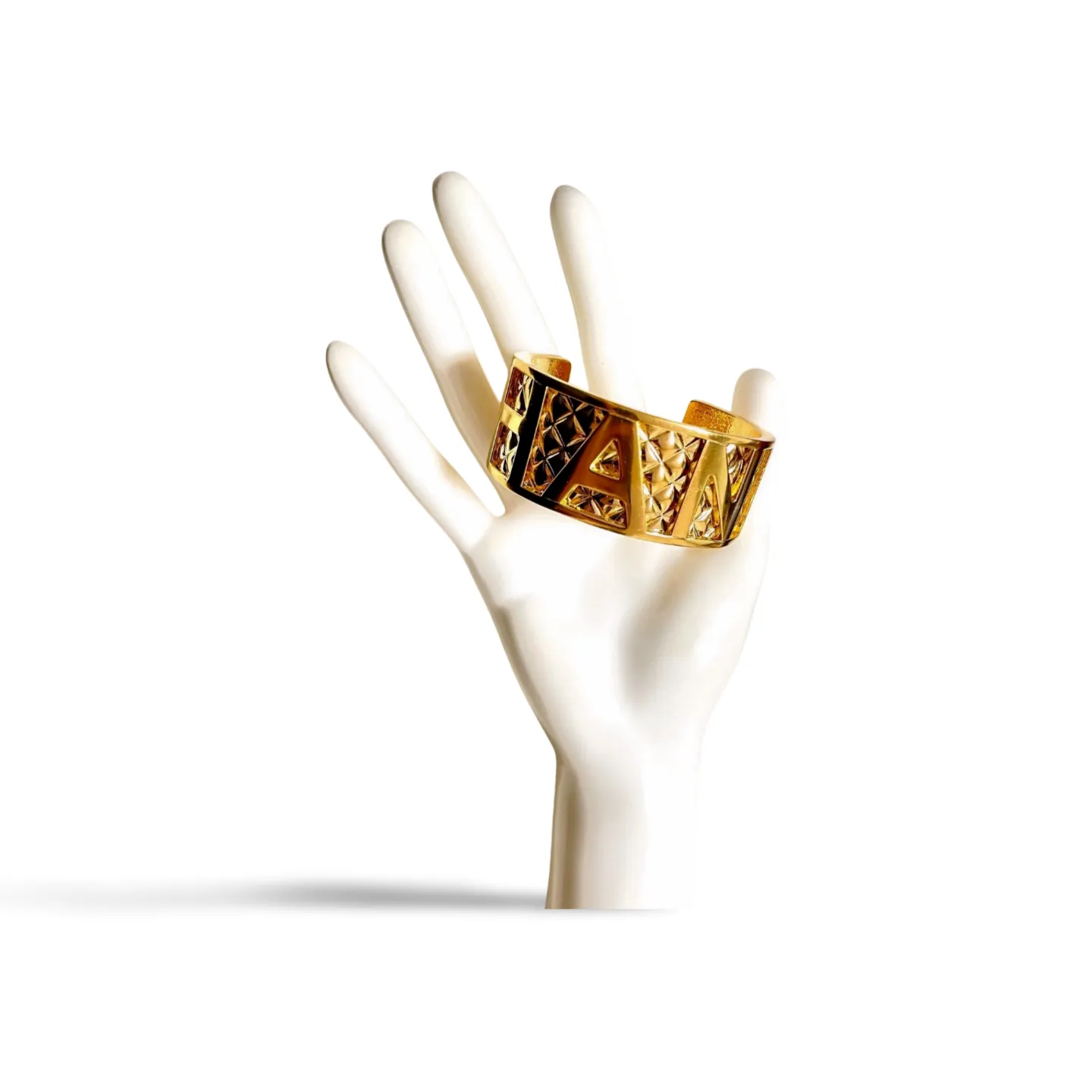 MINT. Vintage Chanel logo and matelasse design golden cuff link bangle/ bracelet with logo. Must have gorgeous jewelry. 061210ac2