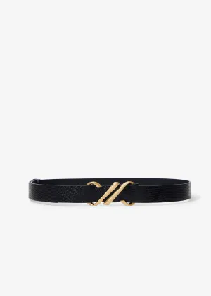 Monogram Belt in Lizard Embossed Leather (Black)