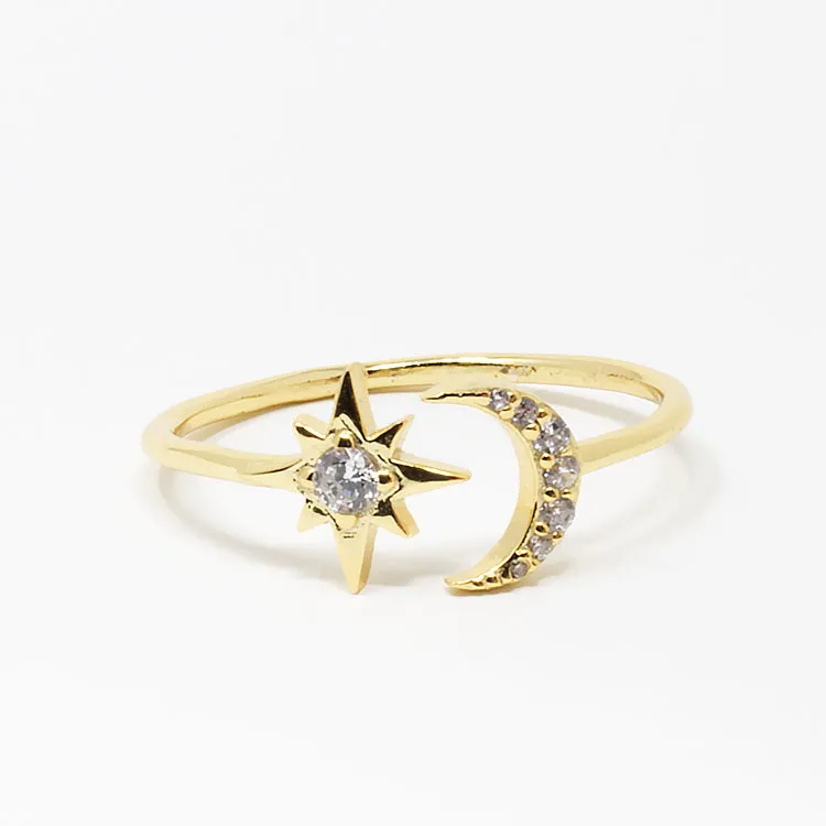 Moon and Star Ring - Gold or Silver