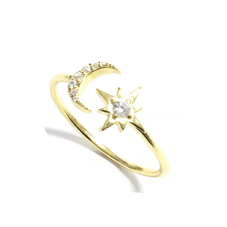 Moon and Star Ring - Gold or Silver