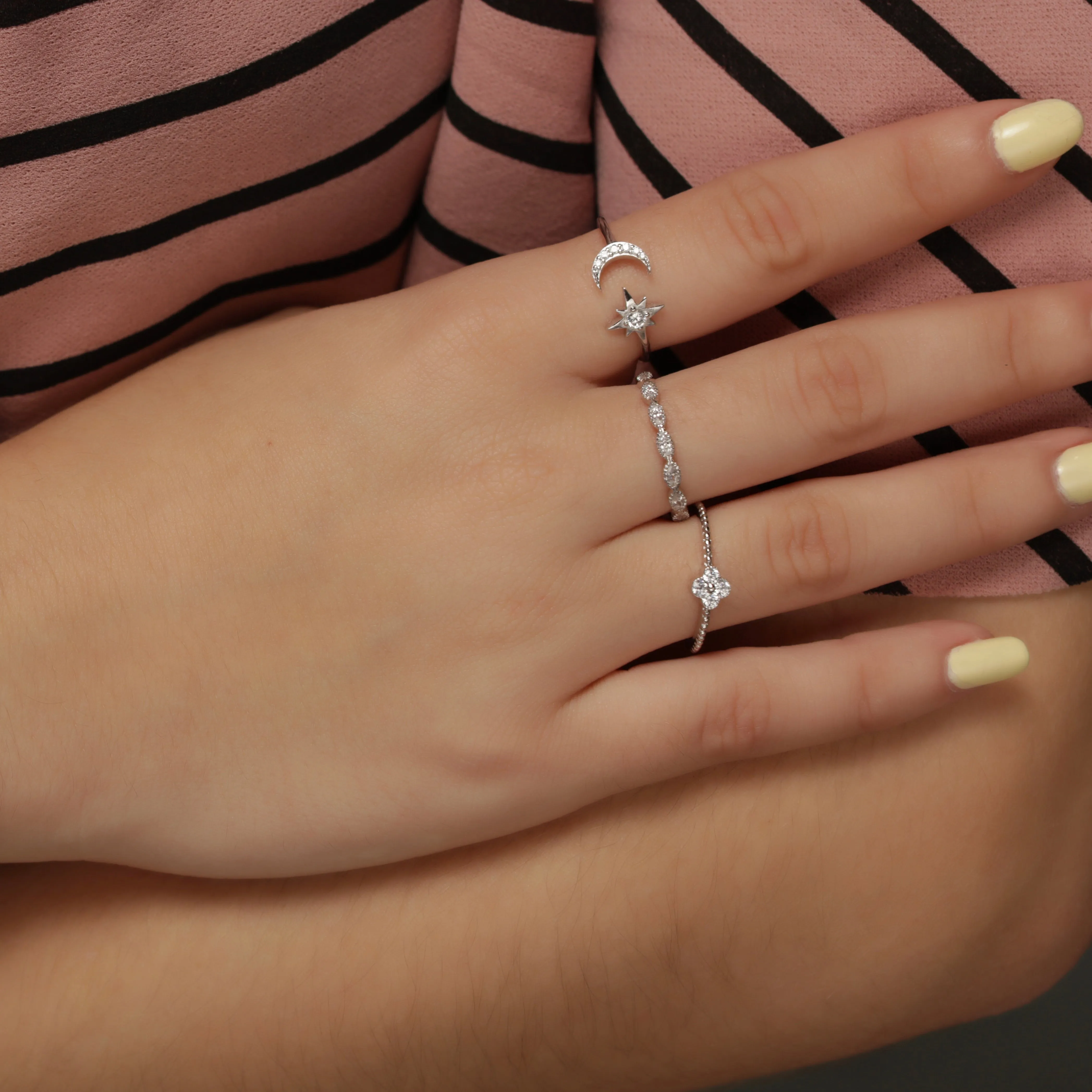 Moon and Star Ring - Gold or Silver
