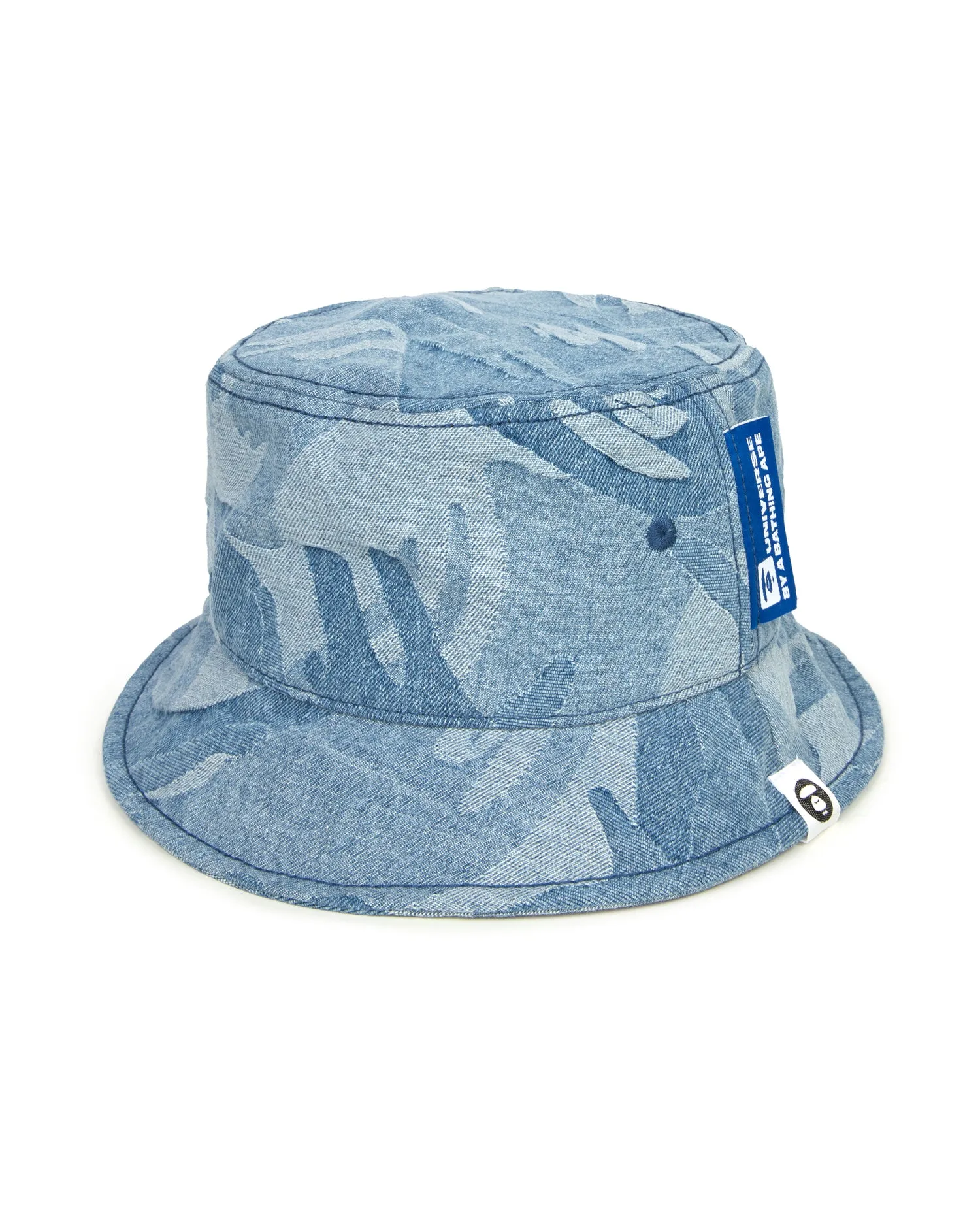 Moonface denim bucket hat