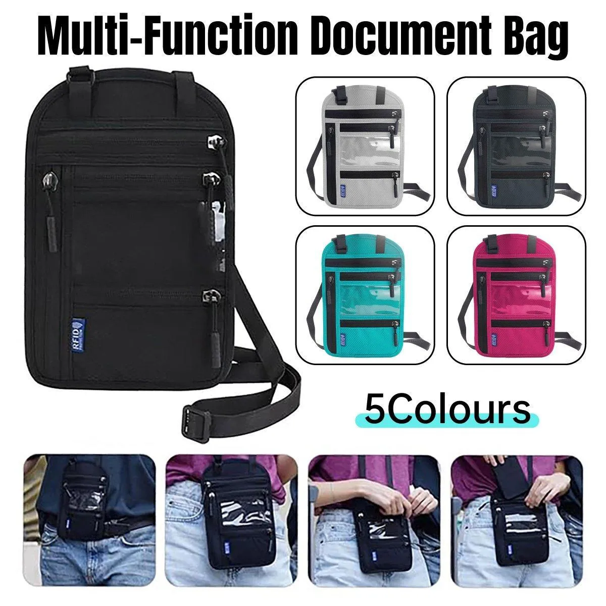 Multi-Functional Travel Passport Document Bag Protective Case Cover Holder
