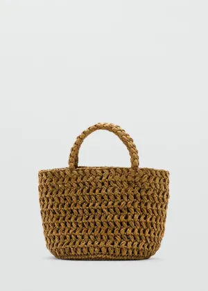 Natural-fibre double-handle bucket bag