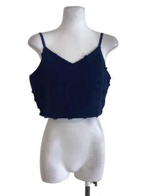 Navy Blue V Neck Crop Top TCL