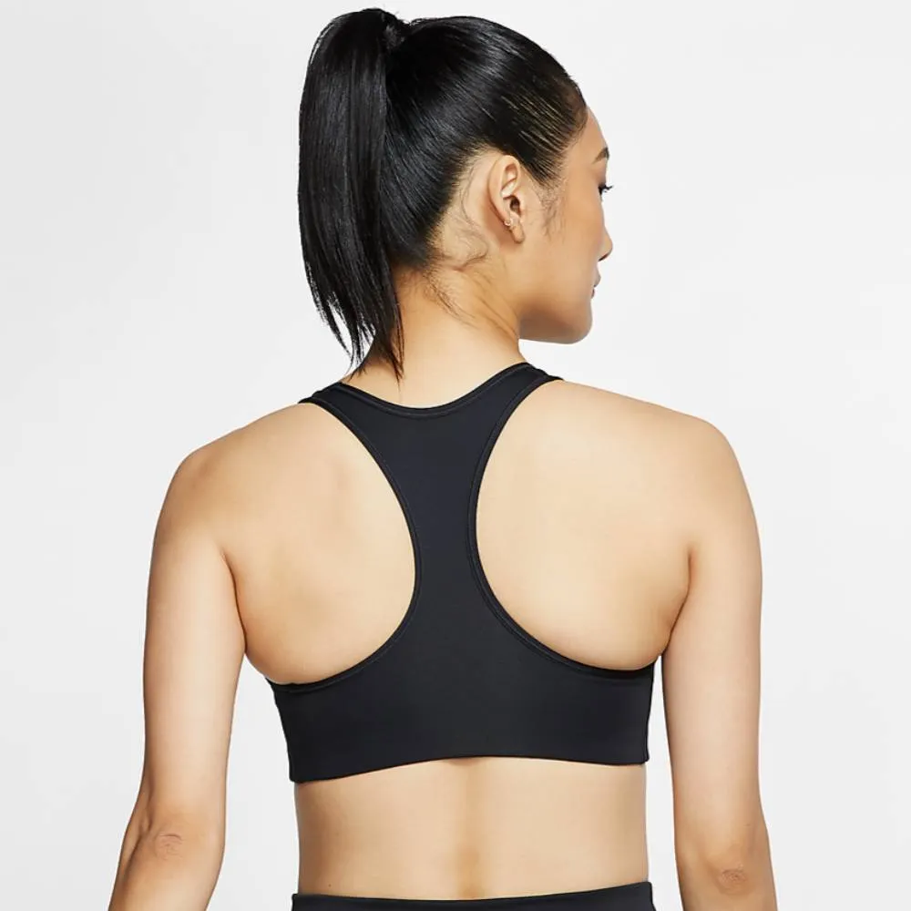 Nike Women's Dri-FIT Swoosh Medium Support 1 Piece Pad Sports Bra (Black/White)