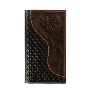 Nocona Floral Overlay Brown Rodeo Wallet & Checkbook Cover