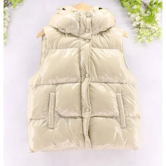 Noize Women's Martyna Hooded Puffer Vest Bone Sz L