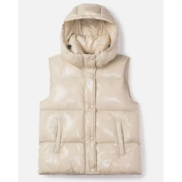 Noize Women's Martyna Hooded Puffer Vest Bone Sz L