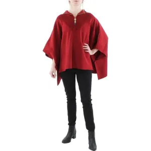 NWT Anne Klein Womens Ribbed Trim Tunic Poncho Sweater 23000008 L Titan Red