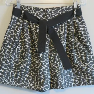 NWT Escada Sport Sepia Green Animal Print Jacquard Hi-Waist Belt Shorts Size 34