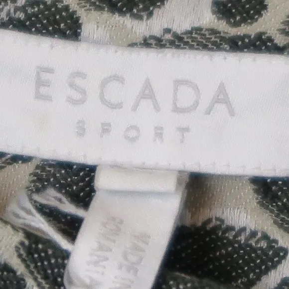NWT Escada Sport Sepia Green Animal Print Jacquard Hi-Waist Belt Shorts Size 34