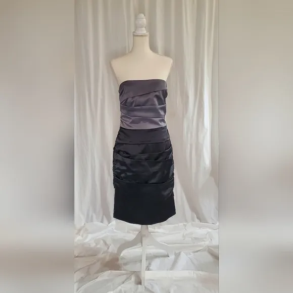 NWT White House Black Market Satin Rutched Strapless Midi Dress Women's Size 10