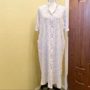 Orvis Vintage Med Flannel Nightgown, Long, Floral, Prairie / Cottage / Grandma