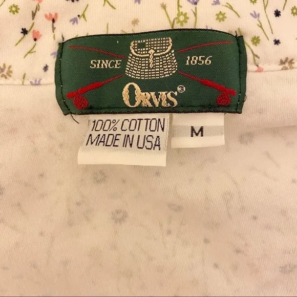Orvis Vintage Med Flannel Nightgown, Long, Floral, Prairie / Cottage / Grandma