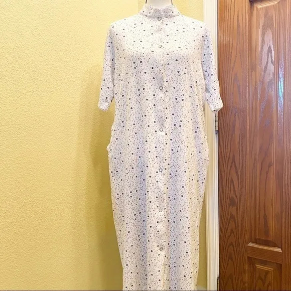 Orvis Vintage Med Flannel Nightgown, Long, Floral, Prairie / Cottage / Grandma