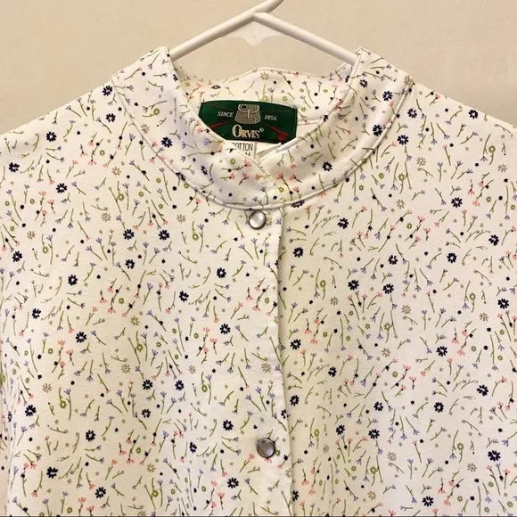 Orvis Vintage Med Flannel Nightgown, Long, Floral, Prairie / Cottage / Grandma