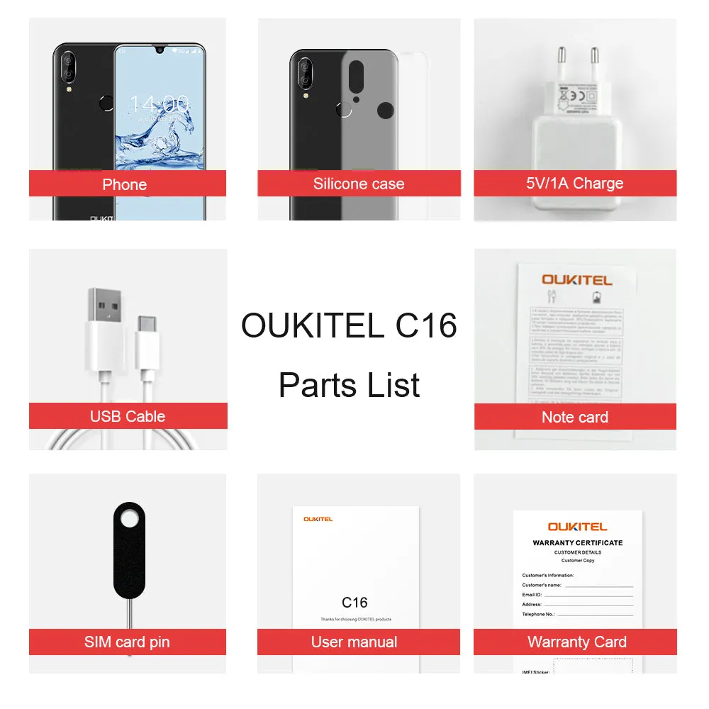 Oukitel C16 Android 5.71 inch 2600mAh Battery 5MP 8MP 1280x720 Resolution 2GB 16GB Mobile Phone Smartphone purple