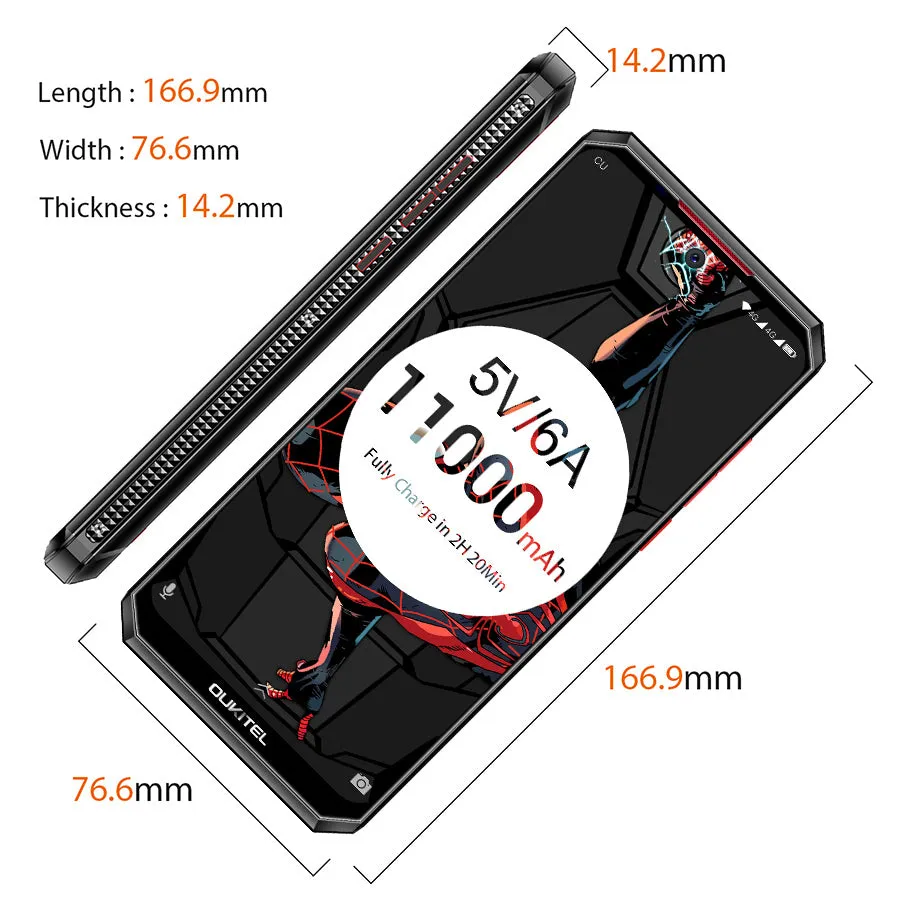 Oukitel K13 Pro Quad Core 6.41 inch 11000mAh Battery 8MP 16MP Camera 1560x720 Resolution 64GB 4GB Mobile Phone Smartphone black