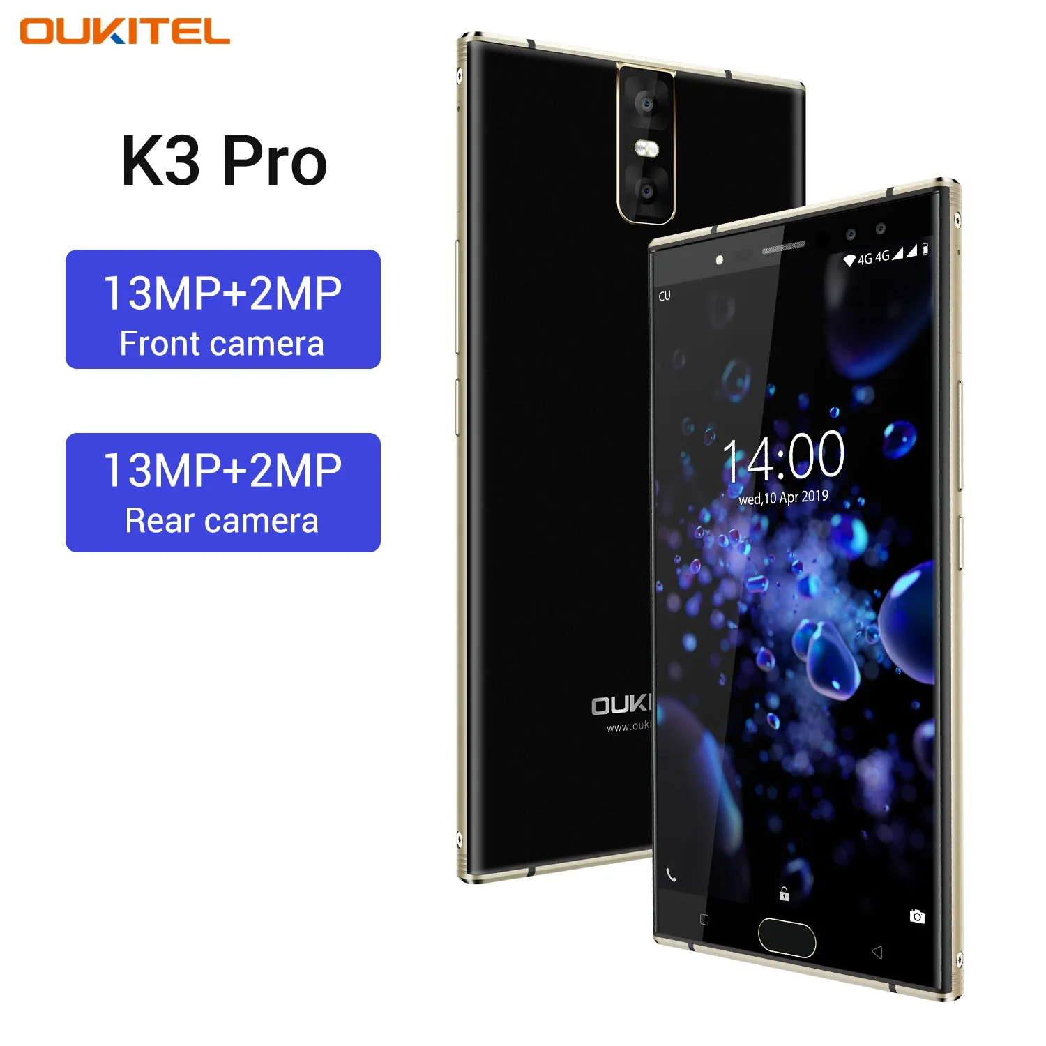 Oukitel K3 Pro Quad Core 5.5 inch 8000mAh Battery 5MP 13MP Camera 1440x720 Resolution 32GB 4GB Mobile Phone Smartphone Black