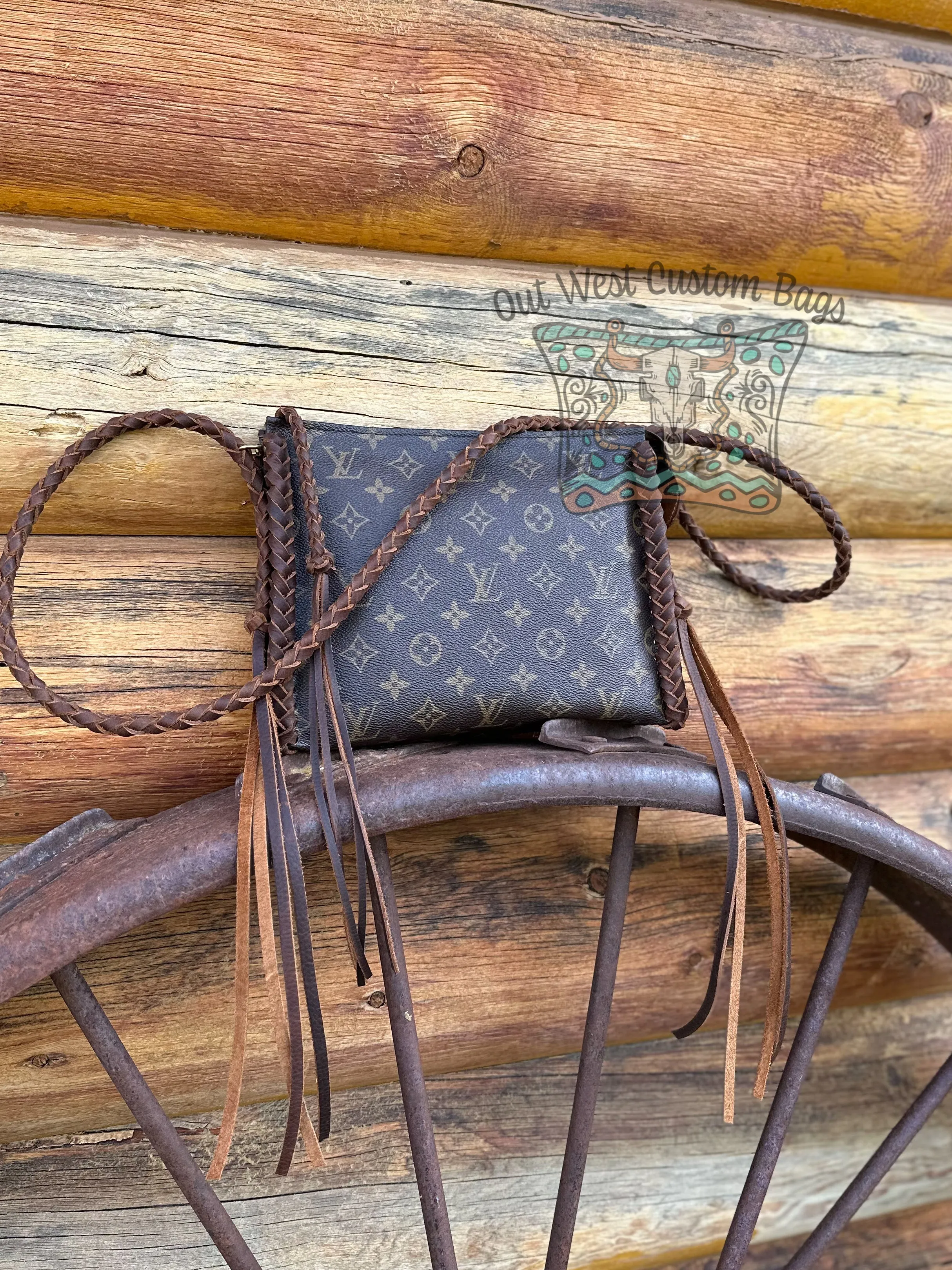 Out West Toiletry 26 Braided Leather Trim Crossbody/Clutch
