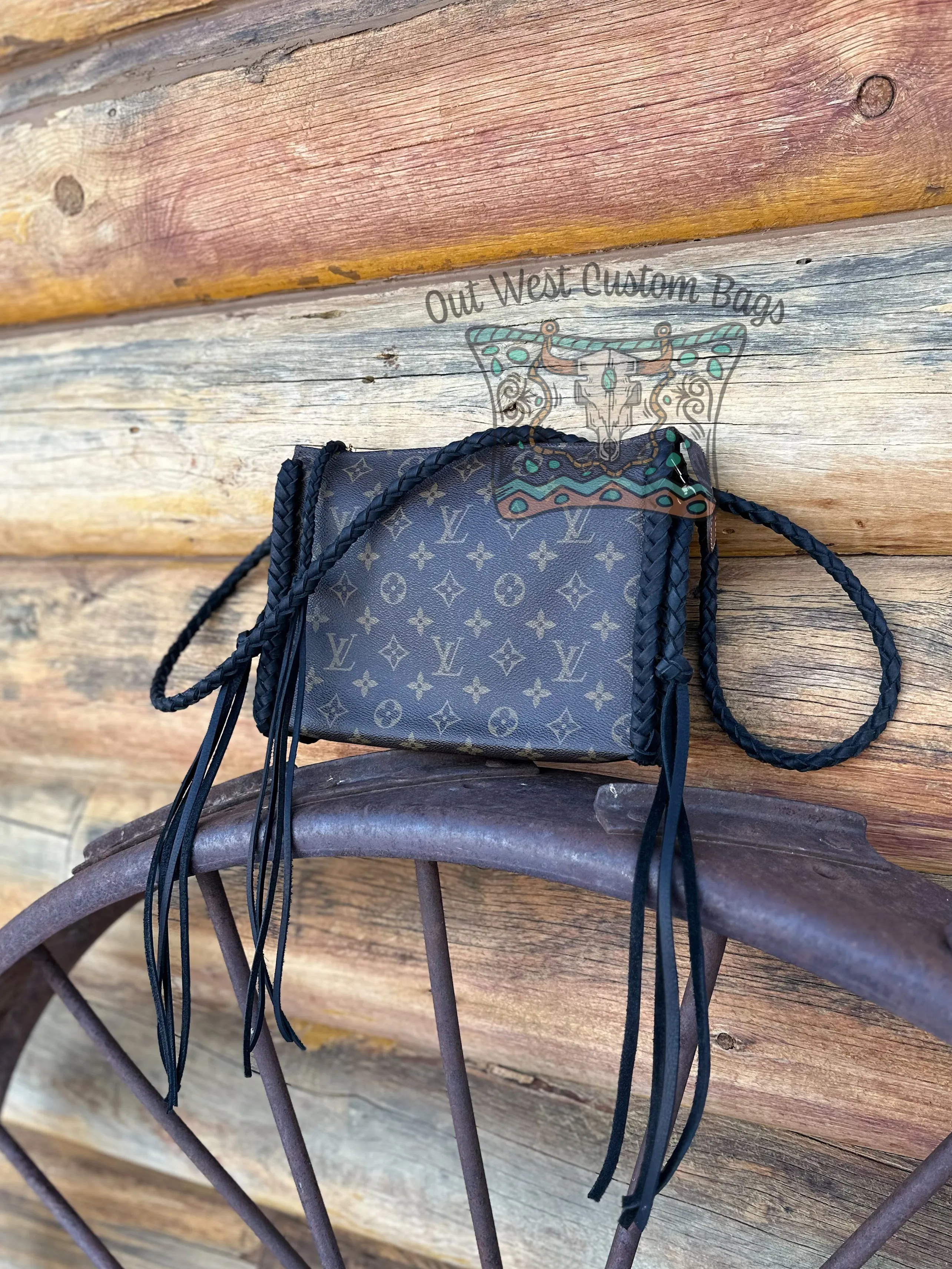 Out West Toiletry 26 Braided Leather Trim Crossbody/Clutch