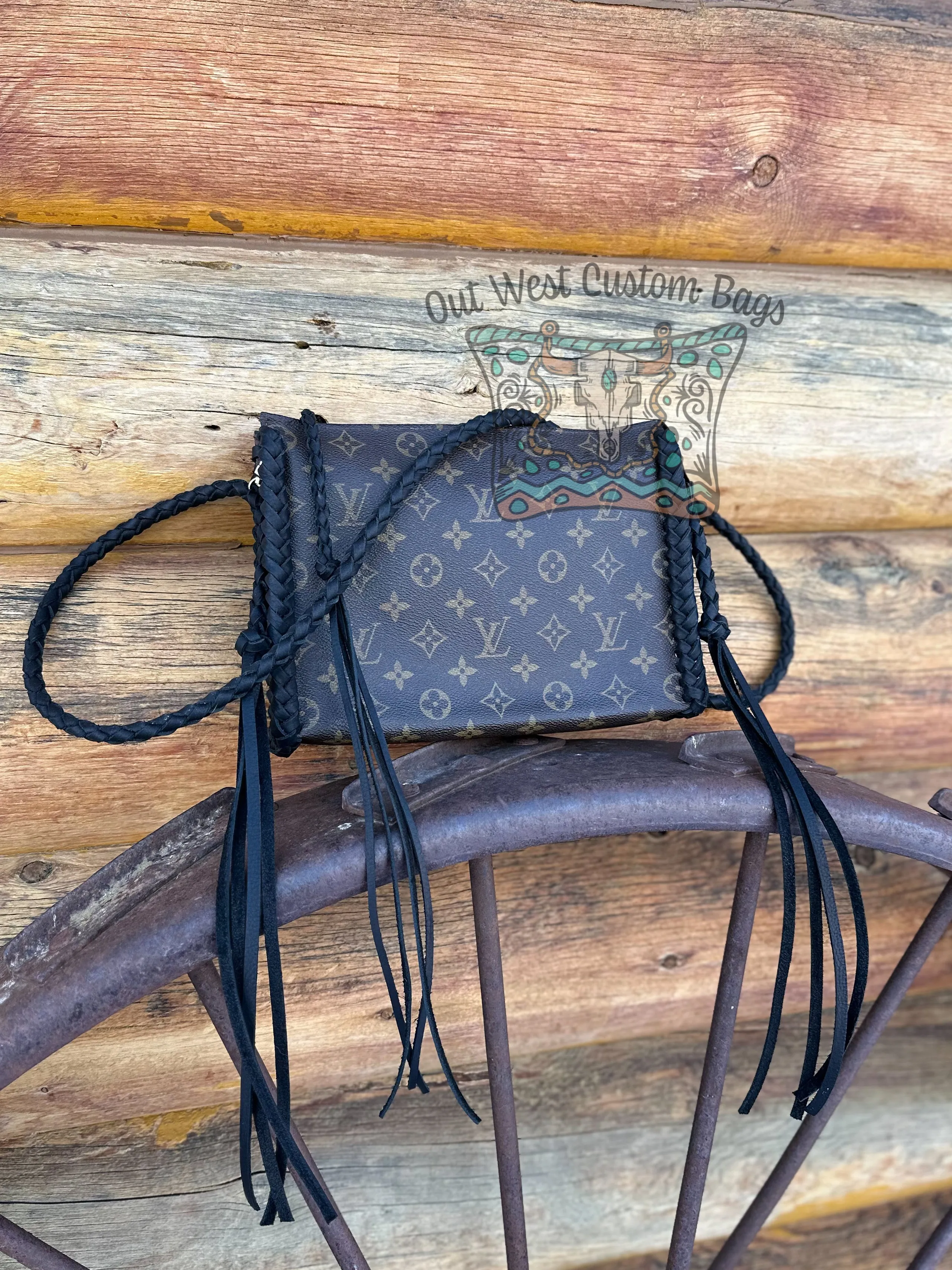 Out West Toiletry 26 Braided Leather Trim Crossbody/Clutch