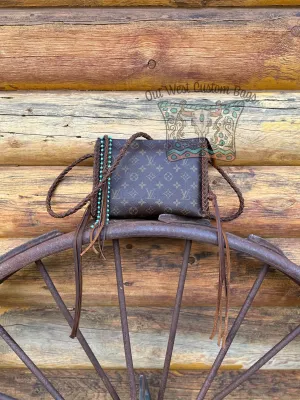 Out West Toiletry 26 Braided Leather Trim Crossbody/Clutch