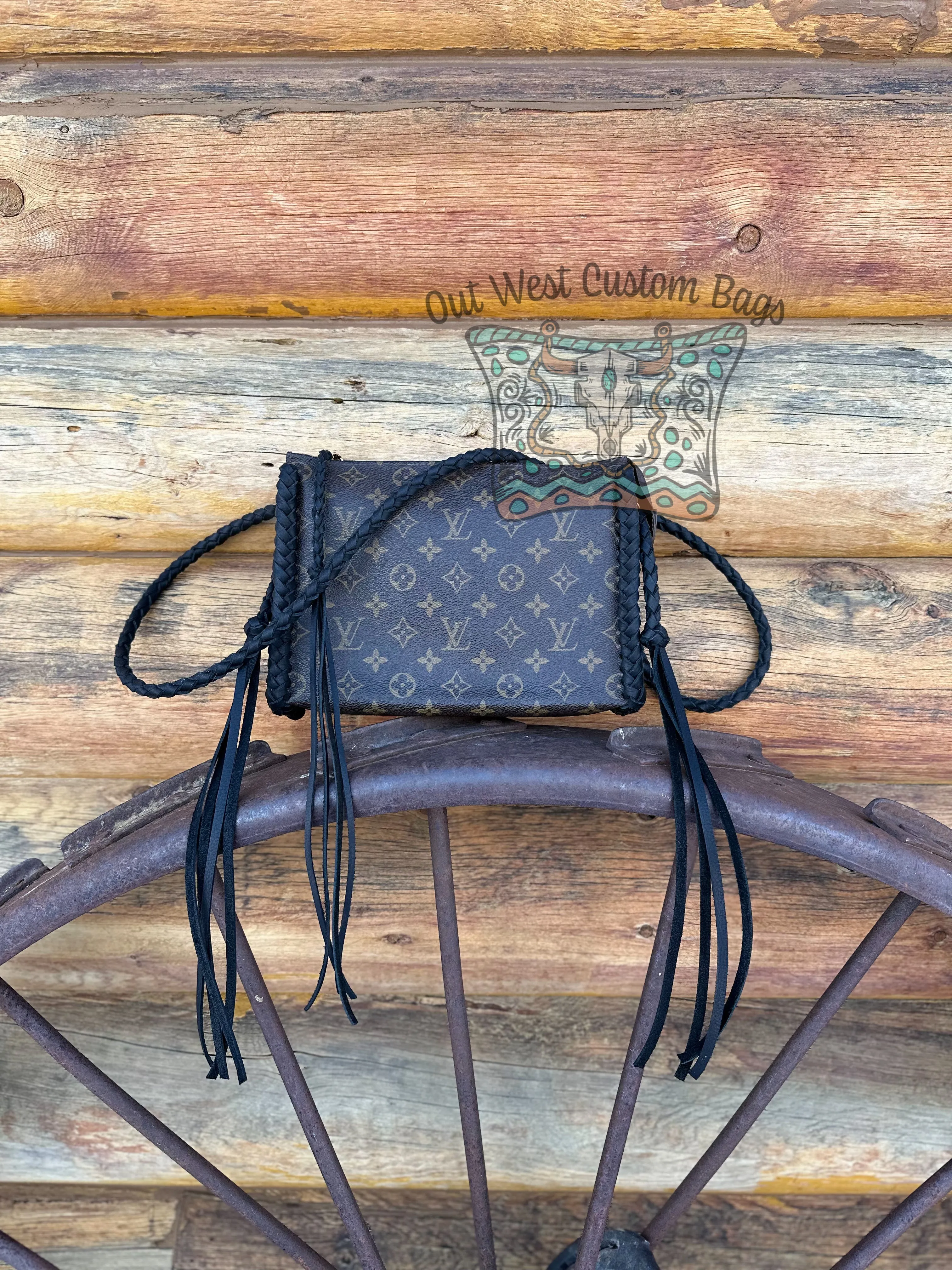 Out West Toiletry 26 Braided Leather Trim Crossbody/Clutch