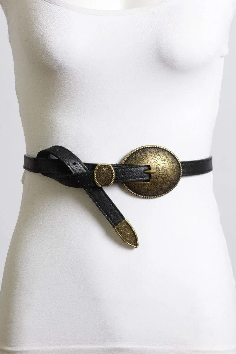 Oval Embossed Vintage Style Buckle Belt